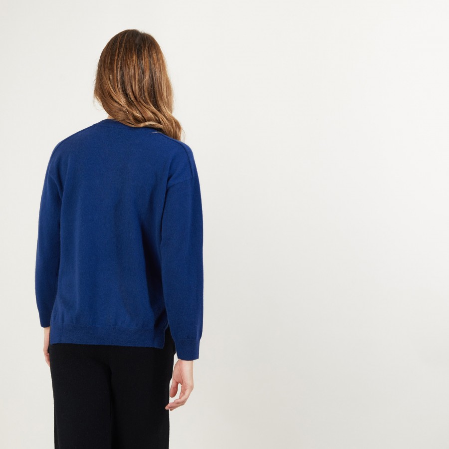 Suéter de cashmere com decote em V e fendas - Barnabe