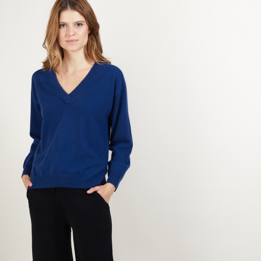 Cashmere V-neck sweater with slits - Barnabe
