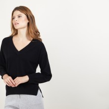 Cashmere V-neck sweater with slits - Barnabe