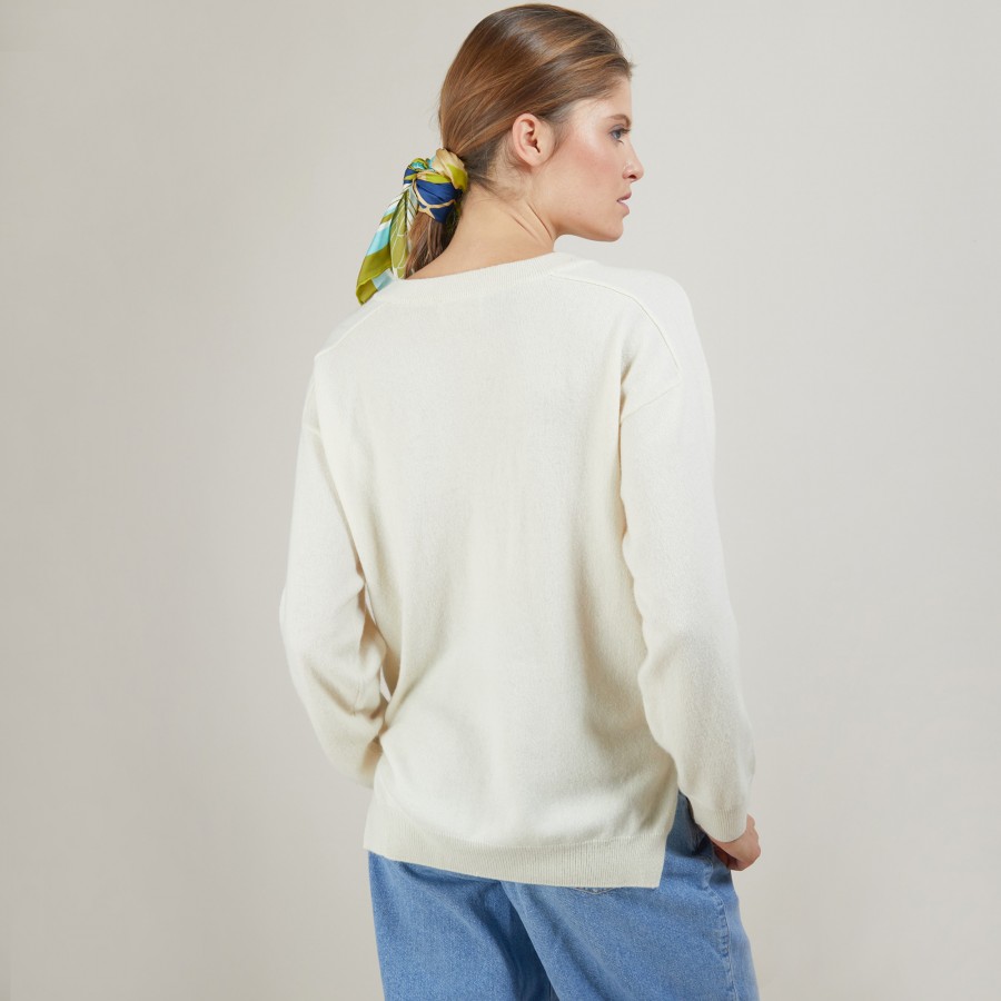 Cashmere V-neck sweater with slits - Barnabe