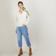 Cashmere V-neck sweater with slits - Barnabe