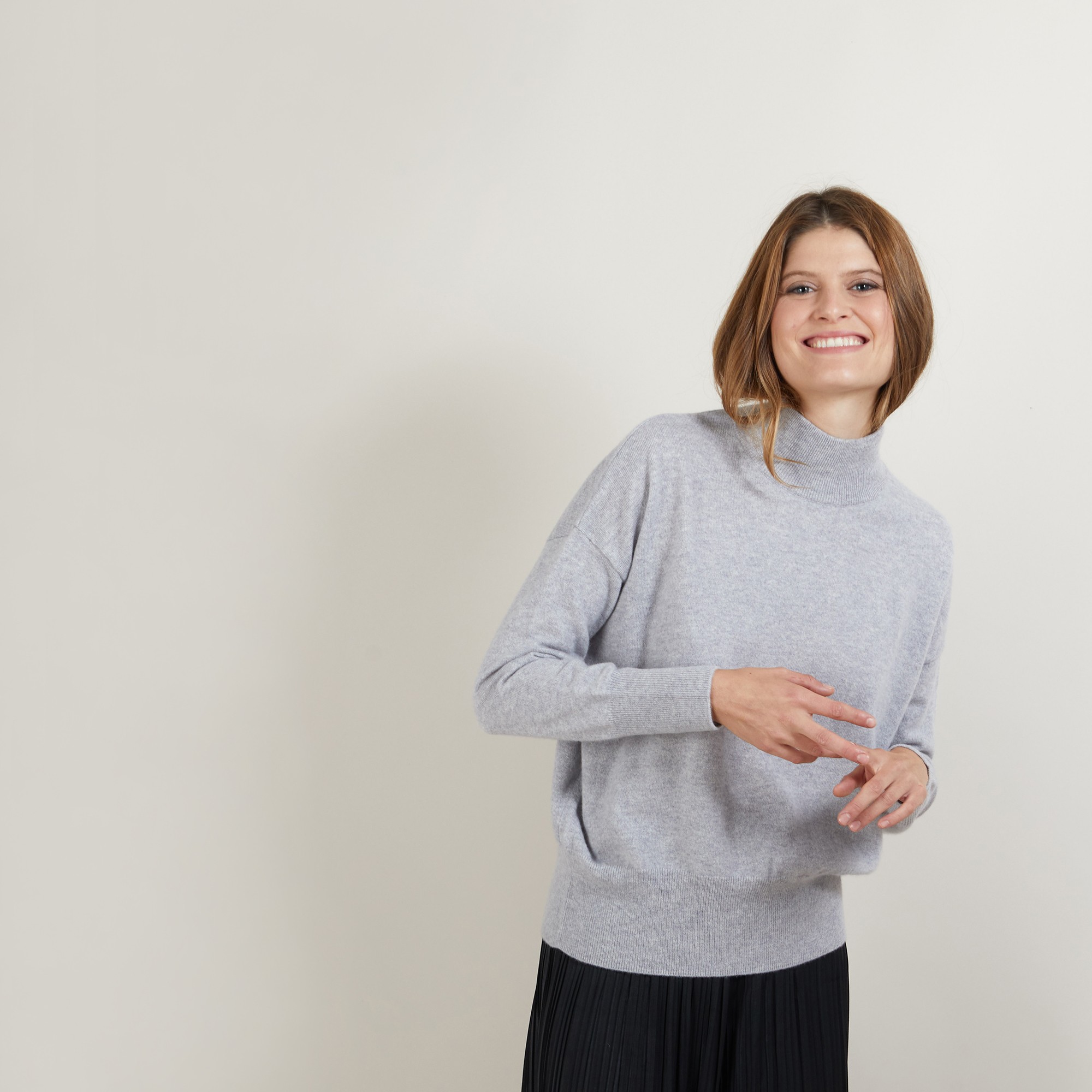 Pull col montant en cachemire - Bassa 7084 opale - 24 Rose clair