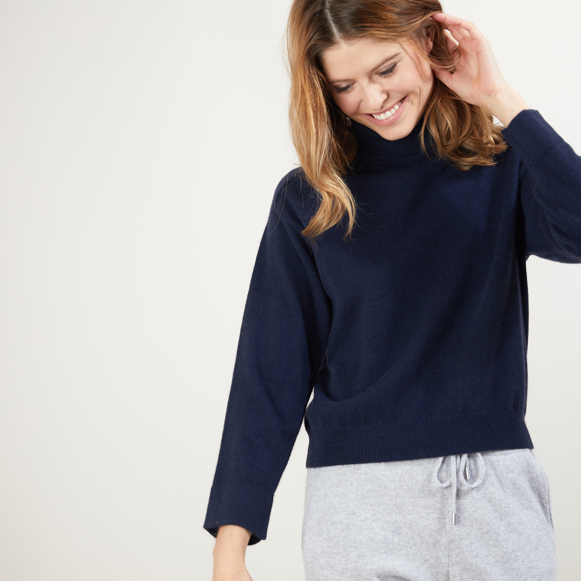 Pull emmanchures marteau en cachemire - Beverly 7040 marine - 05 Bleu marine