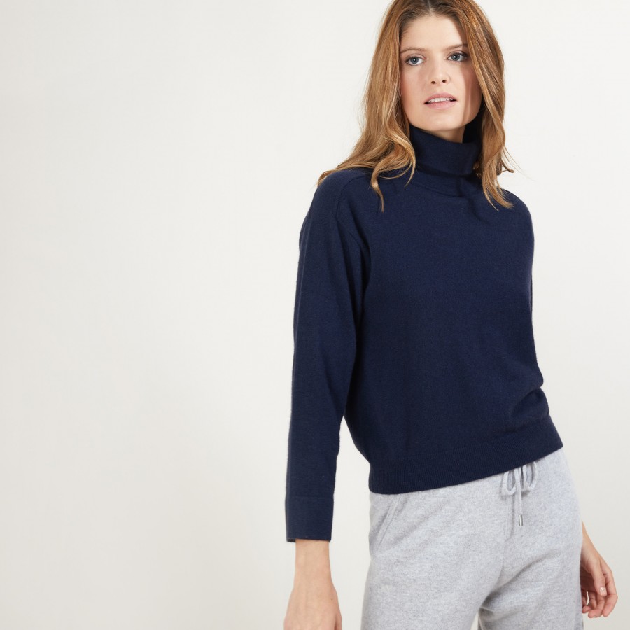 Cashmere turtleneck sweater with hammer armholes - Beverlie
