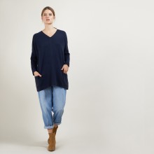 Oversize V-neck sweater buttoned back - Binta