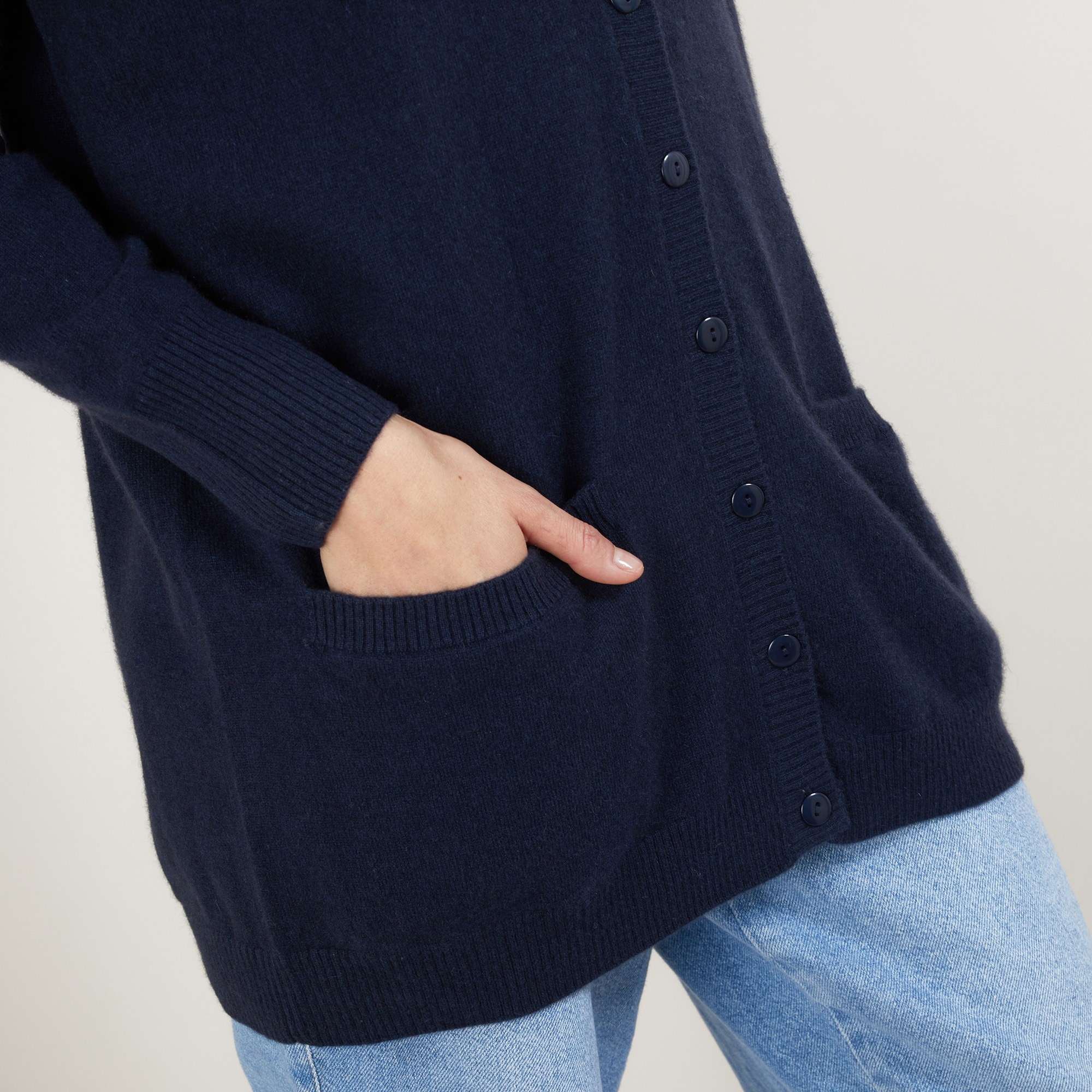 Long cardigan with pockets in cashmere - Blush