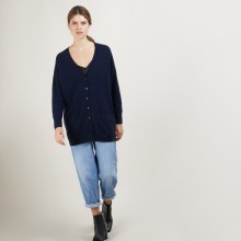 Long cardigan à poches en cachemire - Blush 7040 marine - 05 Bleu marine