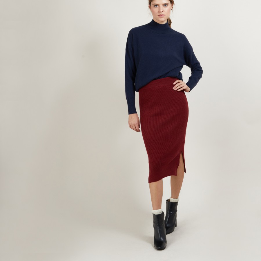 Cashmere slit straight skirt - Grenade