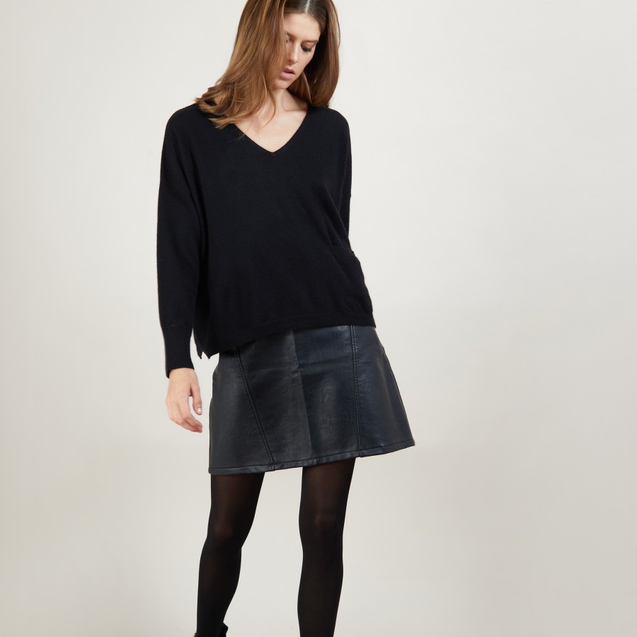 Short cashmere V-neck sweater - Balba
