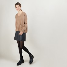 Pull court col V en cachemire - Balba 7030 desert - 46 Marron clair