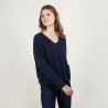 Pull court col V en cachemire - Balba 7040 marine - 05 Bleu marine