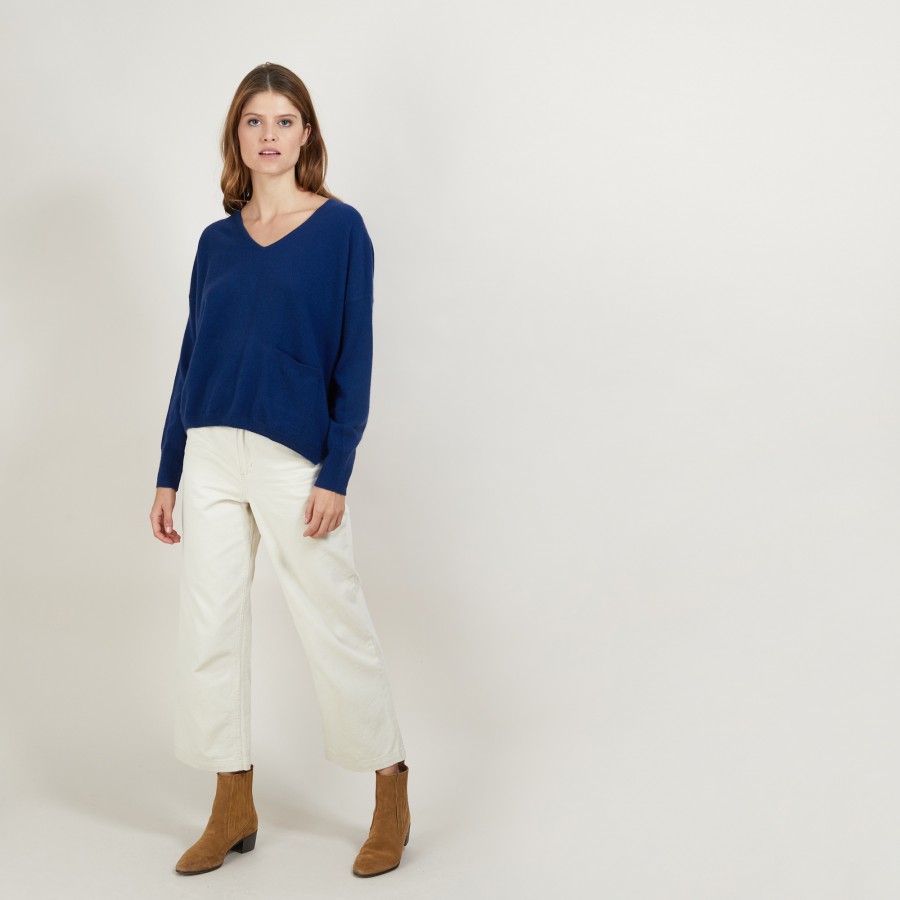 Short cashmere V-neck sweater - Balba