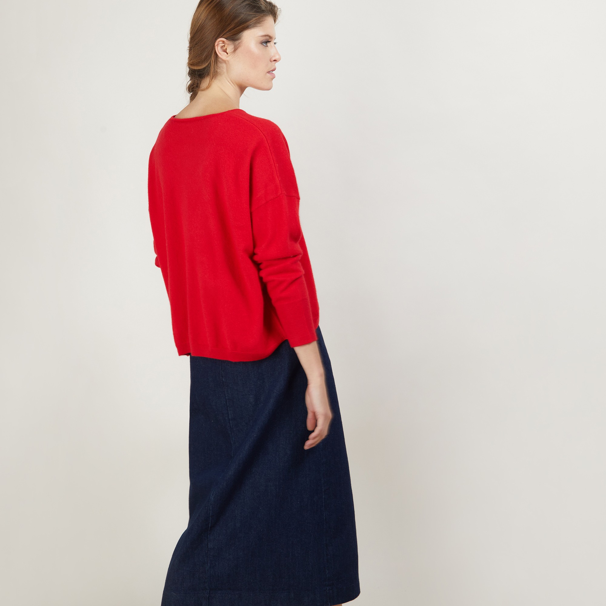 Short cashmere V-neck sweater - Balba
