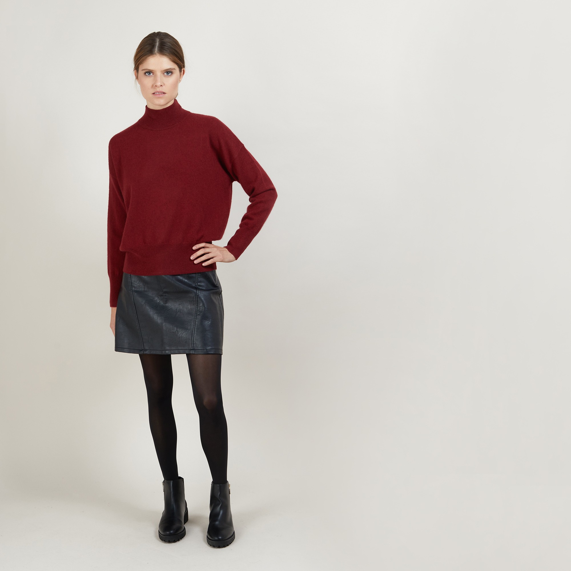 Pull col montant en cachemire - Bassa 7084 opale - 24 Rose clair