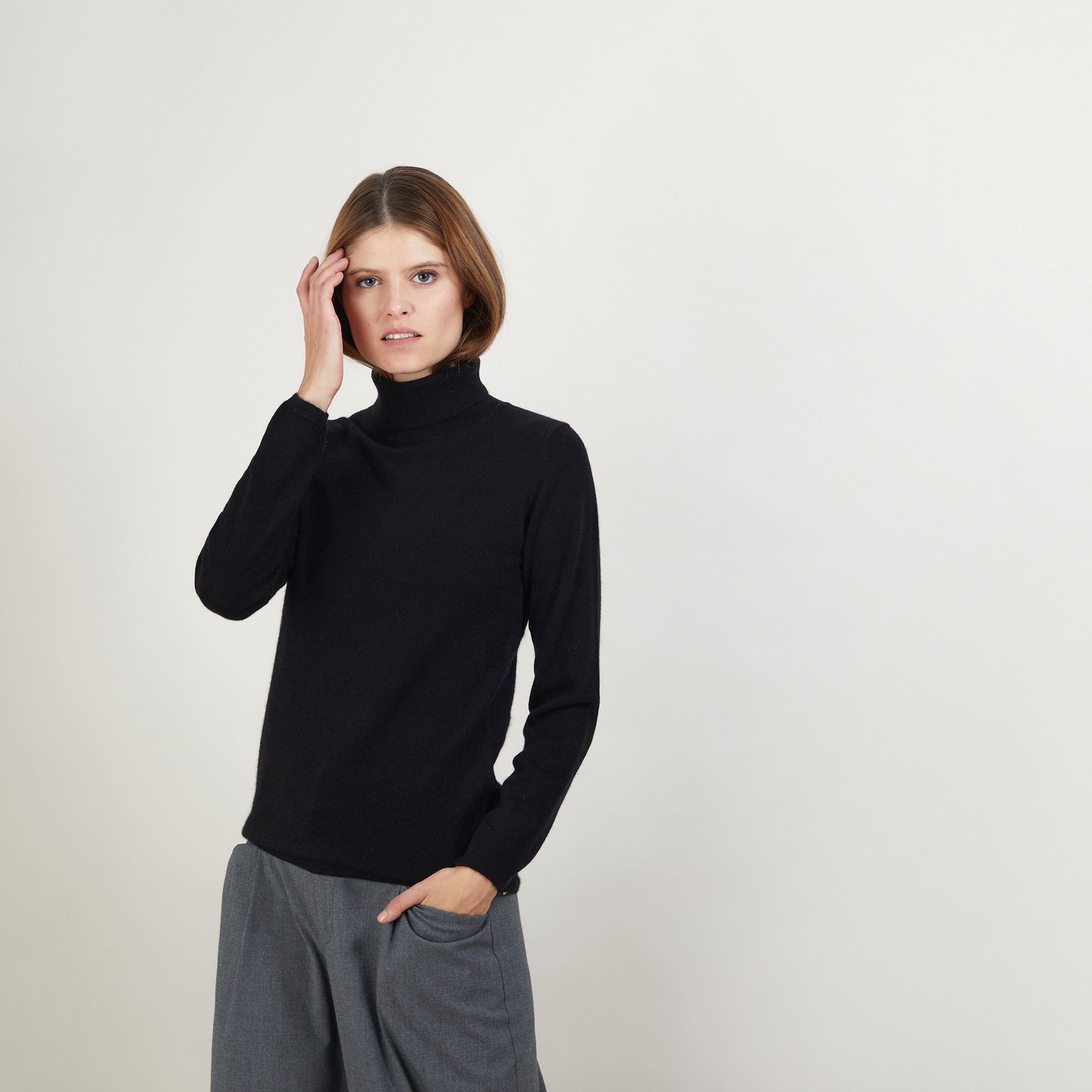 Pull col roulé en cachemire - Bauhaus 7010 noir - 01 Noir