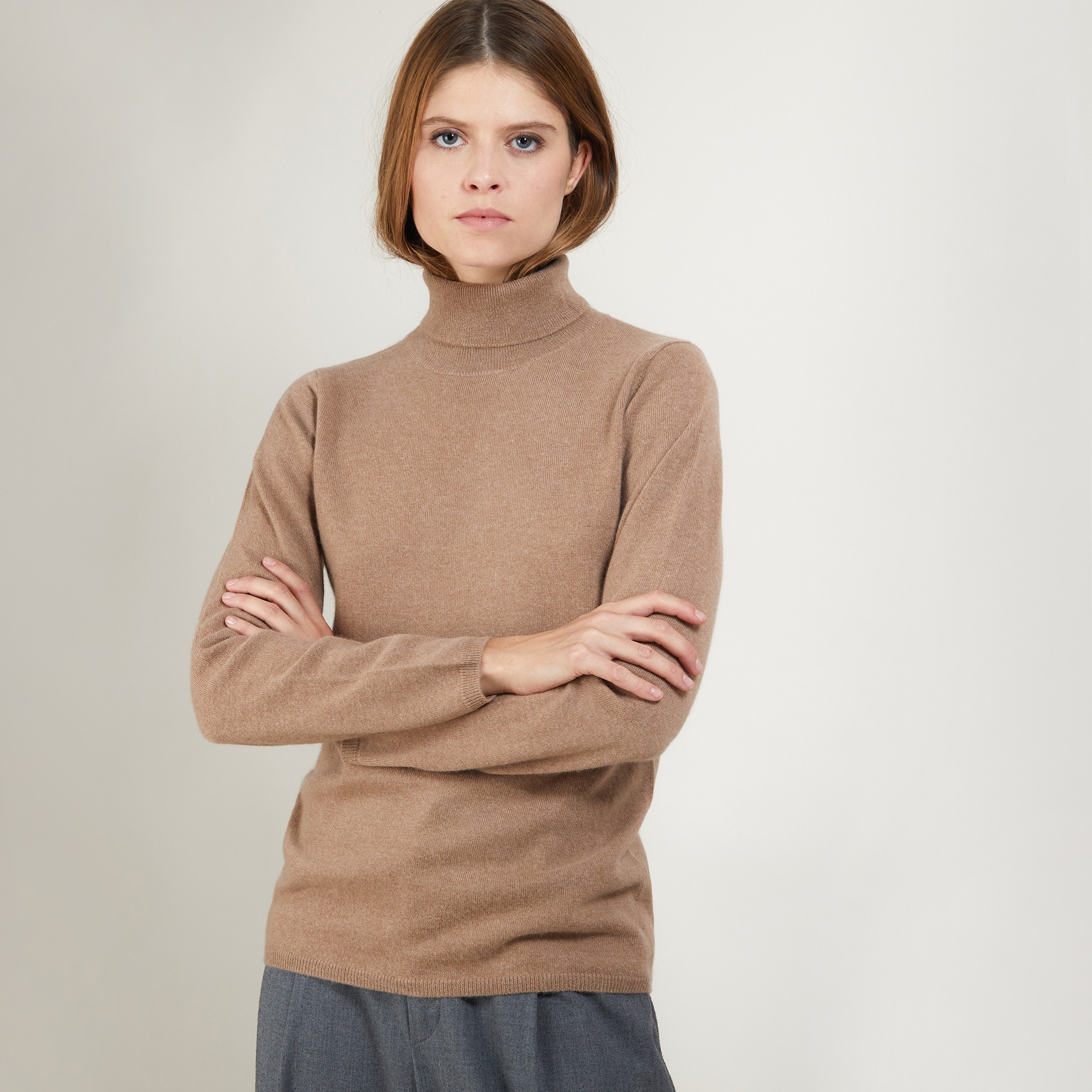 Pull col roulé en cachemire - Bauhaus 7030 desert - 46 Marron clair