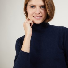 Pull col roulé en cachemire - Bauhaus 7040 marine - 05 Bleu marine