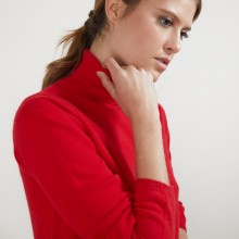 Pull col roulé en cachemire - Bauhaus 7080 dahlia - 52 Rouge