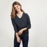 Pull col V en cachemire - Bertille 7011 ombre - 10 Gris foncé