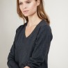 Pull col V en cachemire - Bertille 7011 ombre - 10 Gris foncé