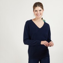 Pull col V en cachemire - Bertille 7040 marine - 05 Bleu marine