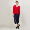 Pull col V en cachemire - Bertille 7080 dahlia - 52 Rouge
