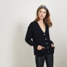 Cardigan en col V en laine et soie - Bilan 7010 noir - 01 Noir