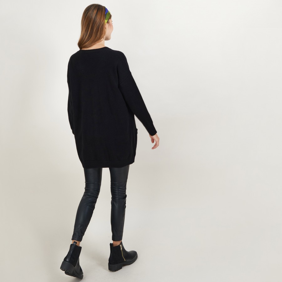 Long cardigan with pockets in cashmere - Blush