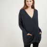 Long cardigan à poches en cachemire - Blush 7040 marine - 05 Bleu marine