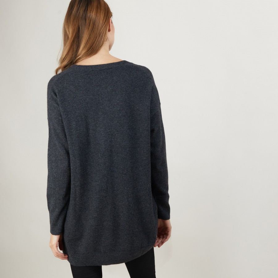 Long cardigan à poches en cachemire - Blush