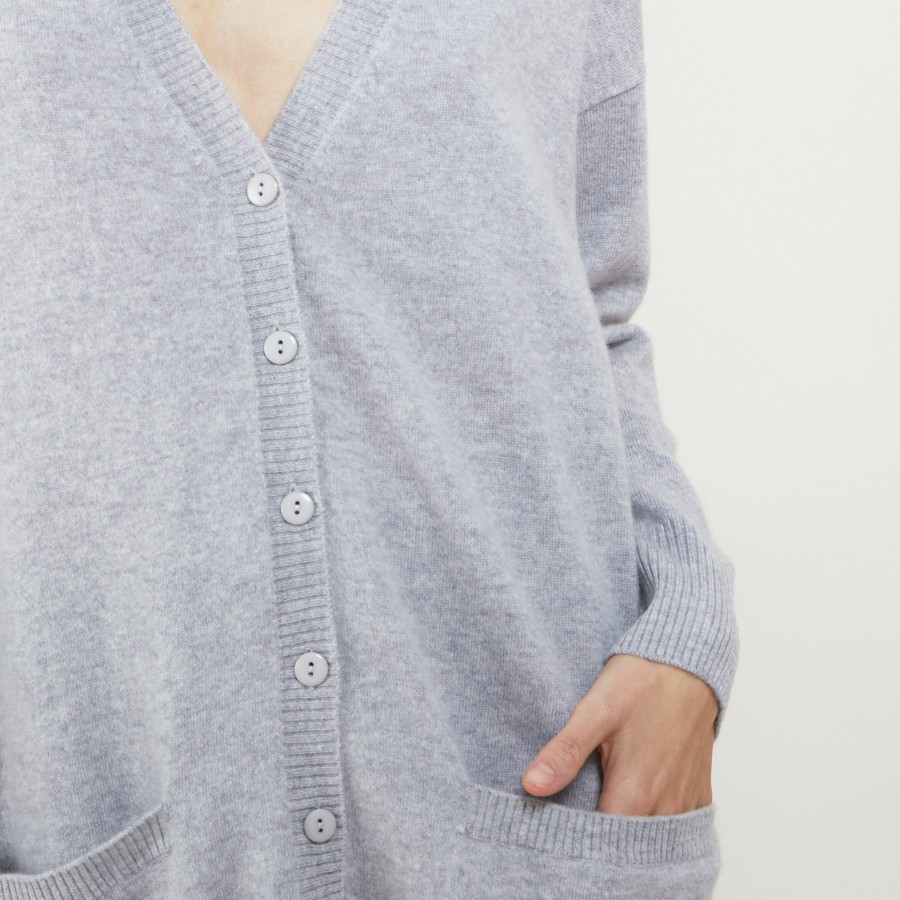 Cardigan longo de cashmere com bolsos - Blush