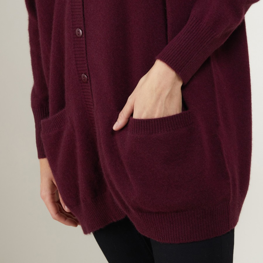 Long cardigan à poches en cachemire - Blush
