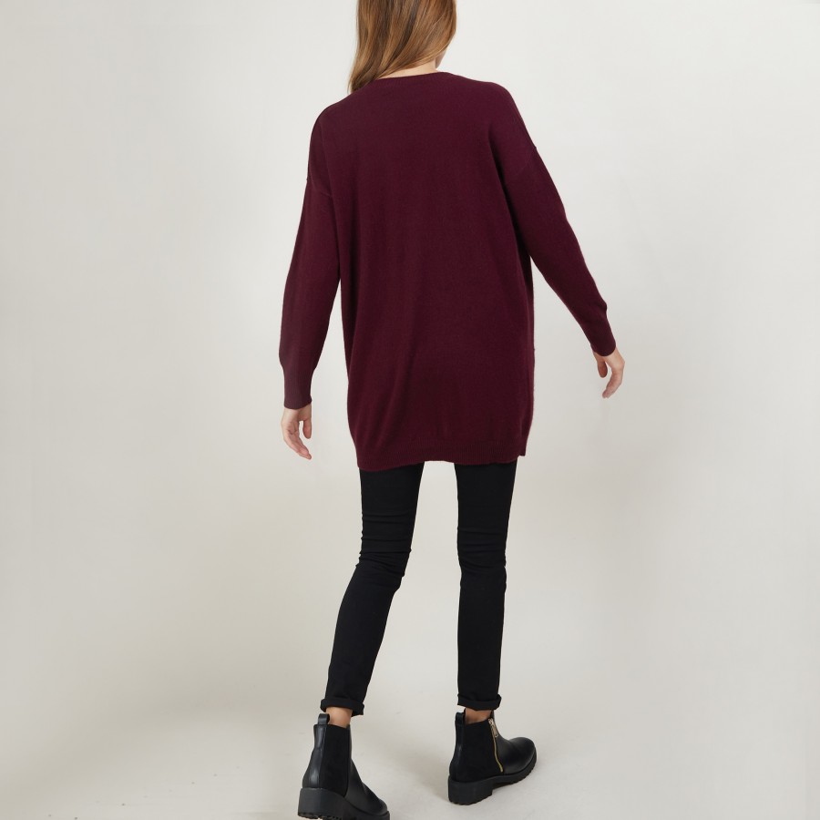 Long cardigan à poches en cachemire - Blush