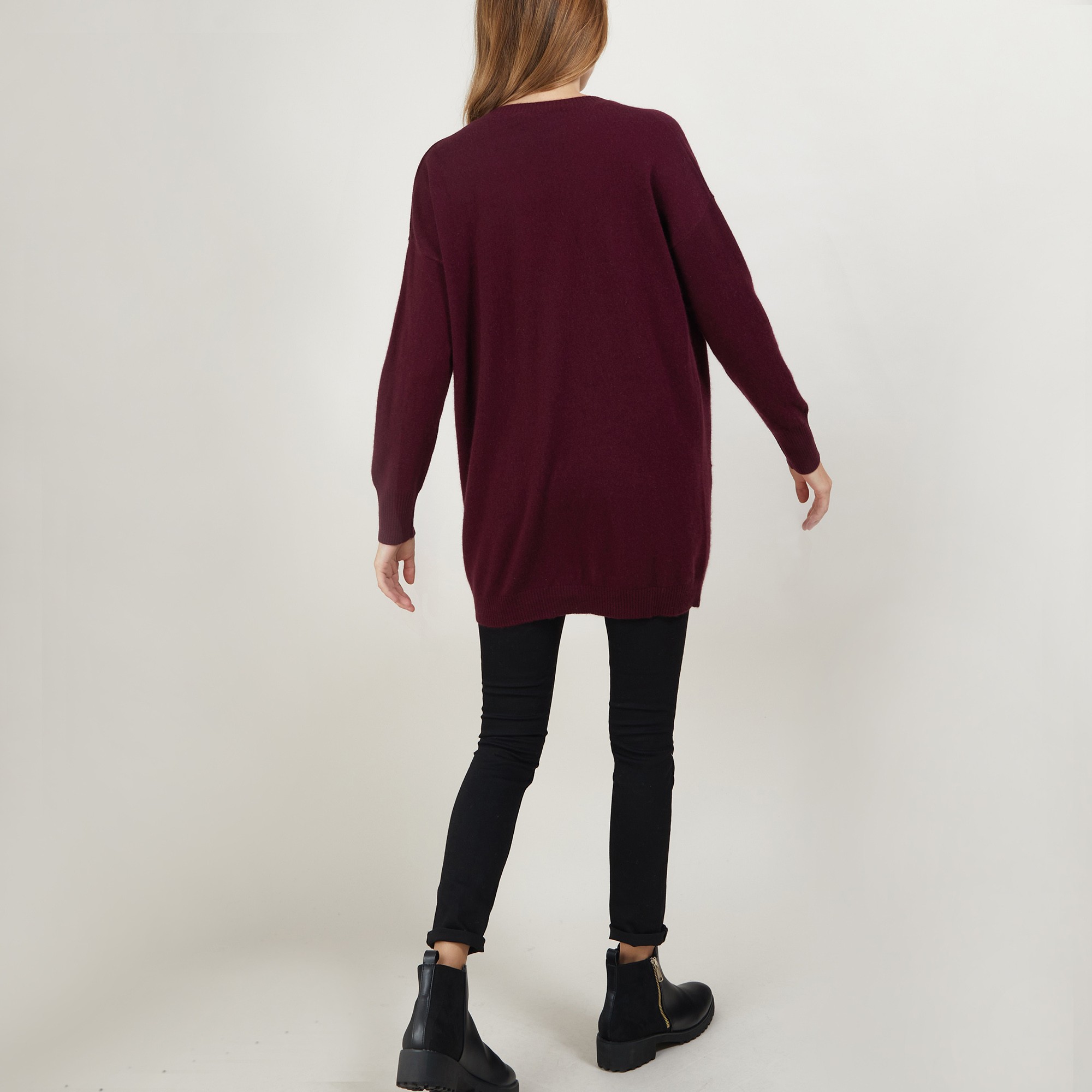 Long cardigan with pockets in cashmere - Blush
