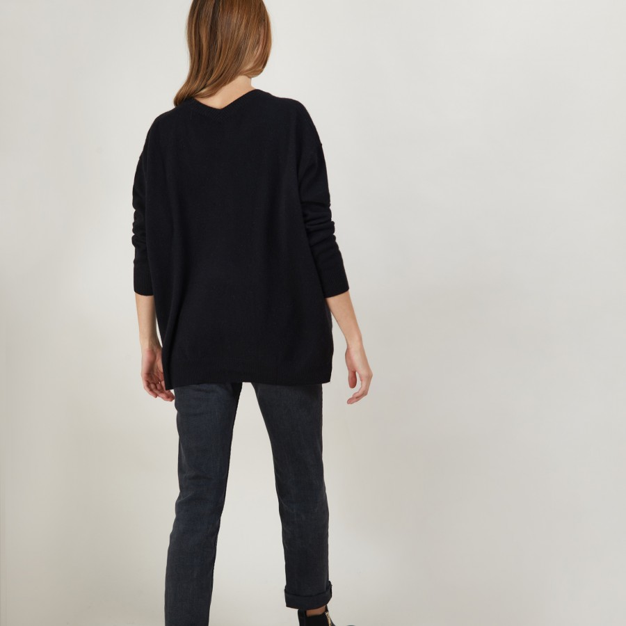 Suéter de cashmere com decote em V e fendas Brendao