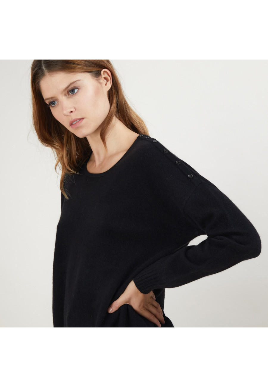 Cashmere wide shoulder buttons sweater - Brook