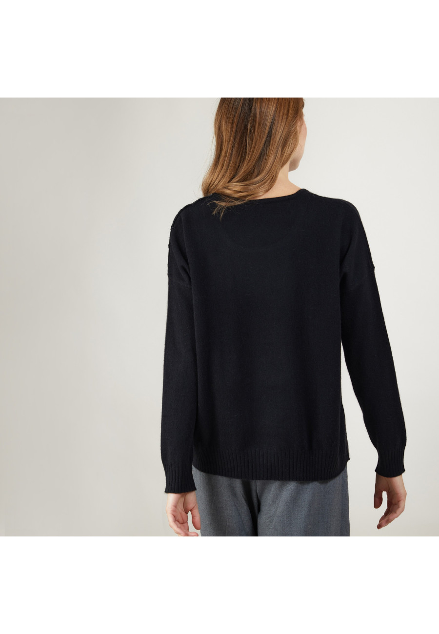 Pull ample en cachemire boutons épaule - Brook