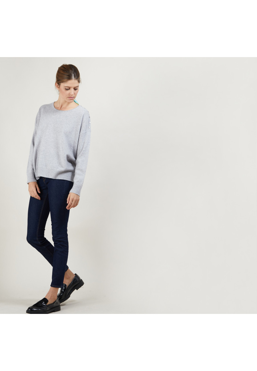 Cashmere wide shoulder buttons sweater - Brook