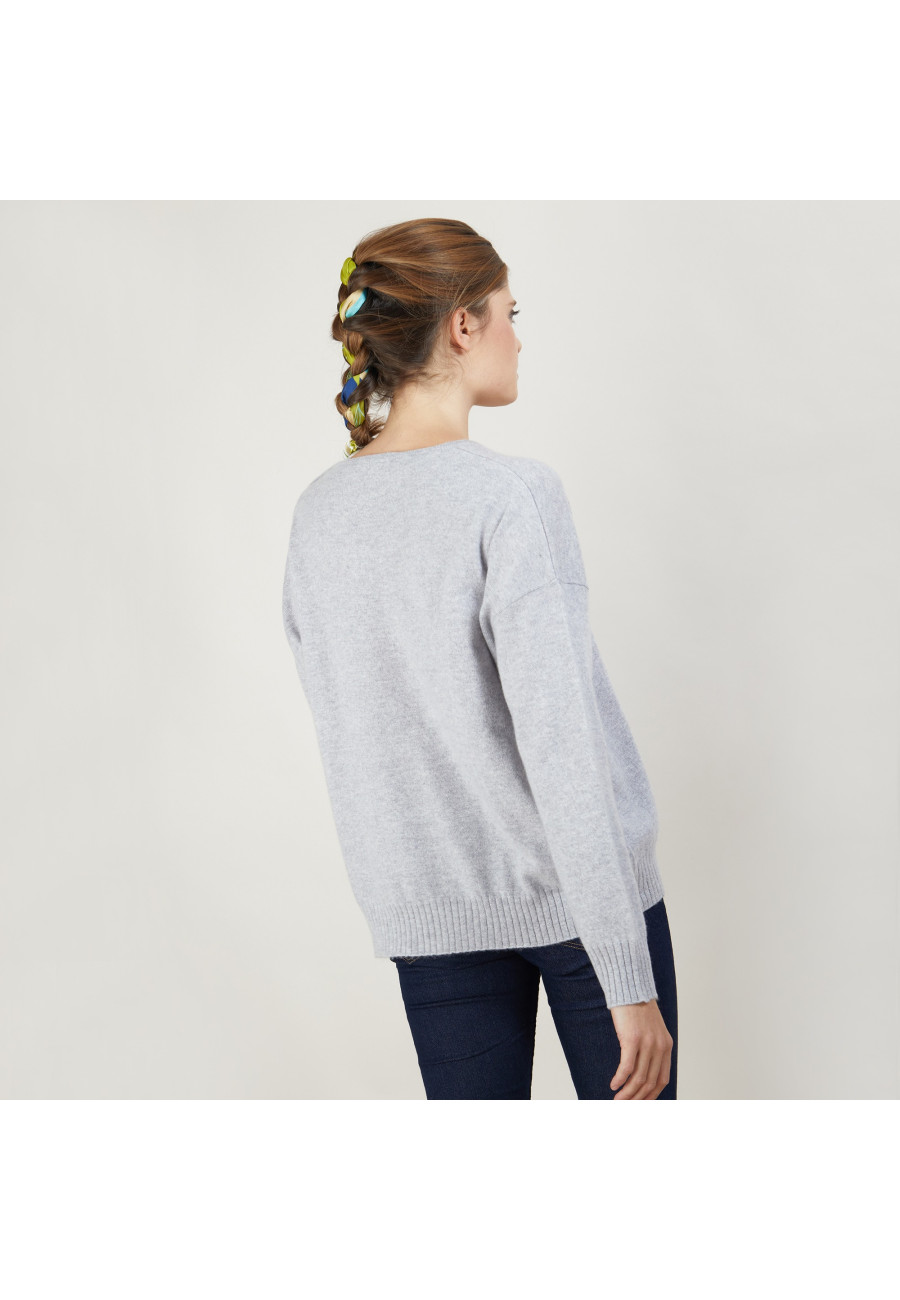 Cashmere wide shoulder buttons sweater - Brook