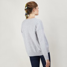 Pull ample en cachemire boutons épaule - Brook 7013 vapeur - 09 Gris moyen