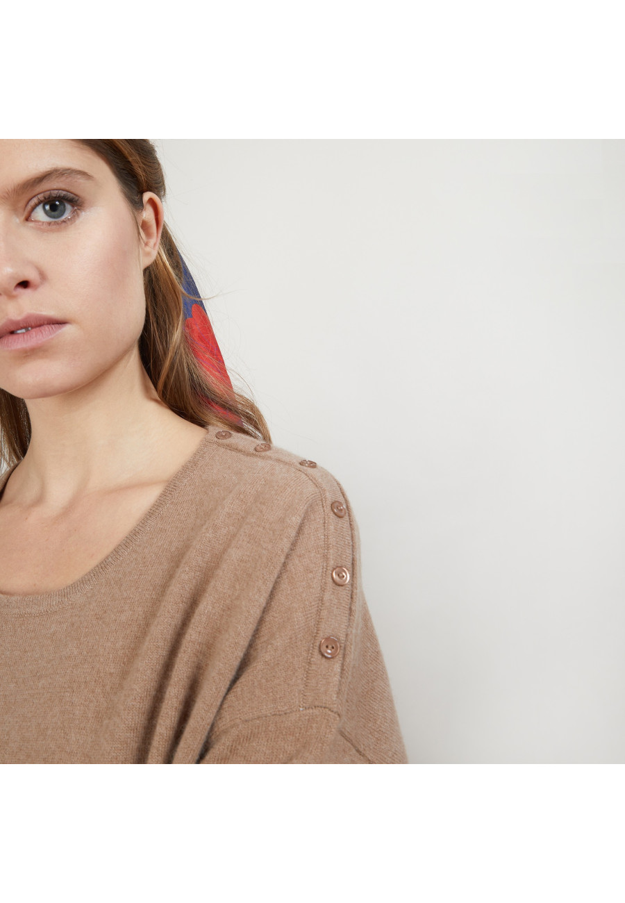 Cashmere wide shoulder buttons sweater - Brook