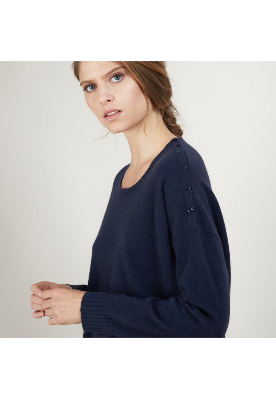 Pull ample en cachemire boutons épaule - Brook