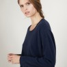 Pull ample en cachemire boutons épaule - Brook 7040 marine - 05 Bleu marine
