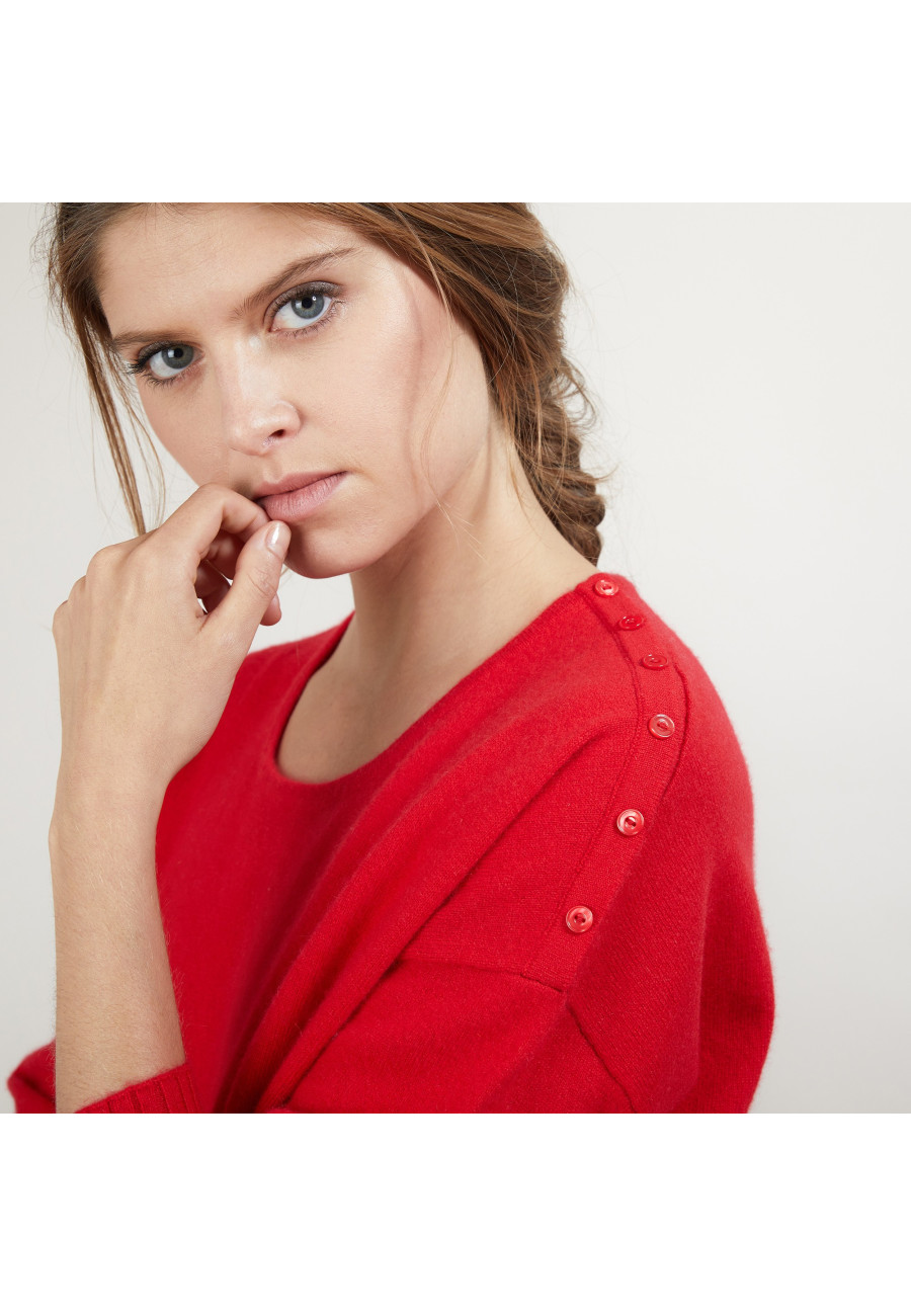 Cashmere wide shoulder buttons sweater - Brook