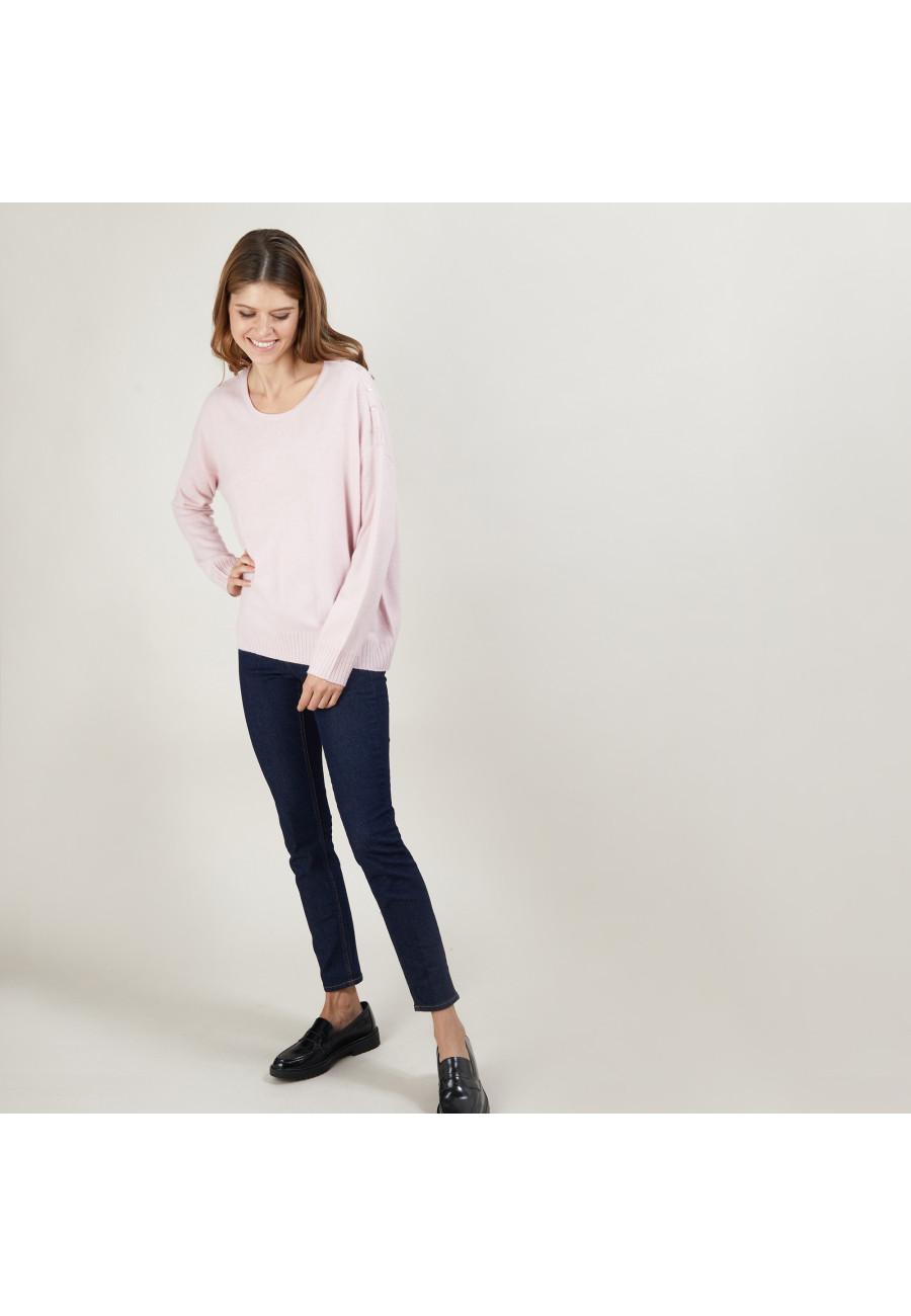 Pull ample en cachemire boutons épaule - Brook