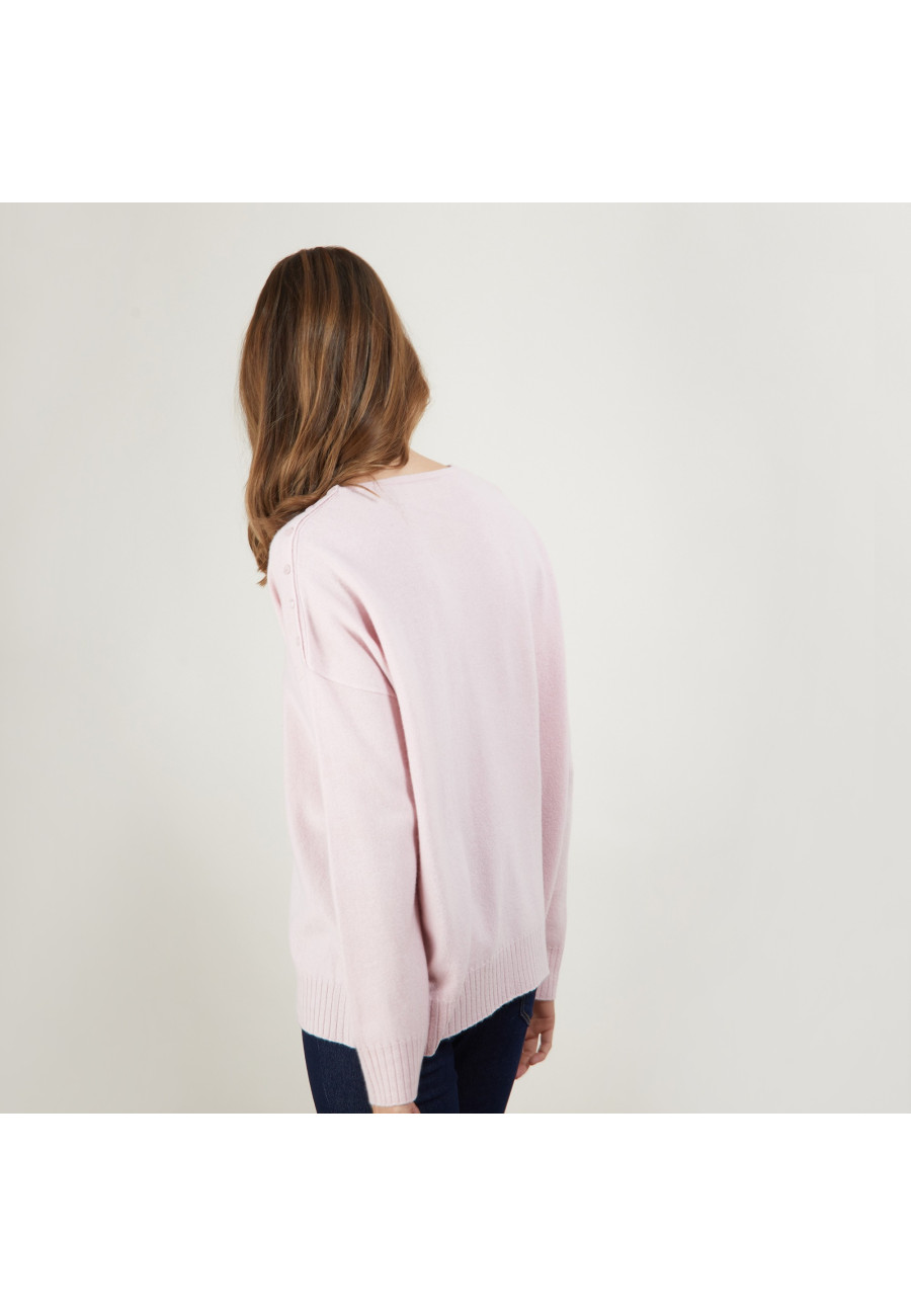 Cashmere wide shoulder buttons sweater - Brook