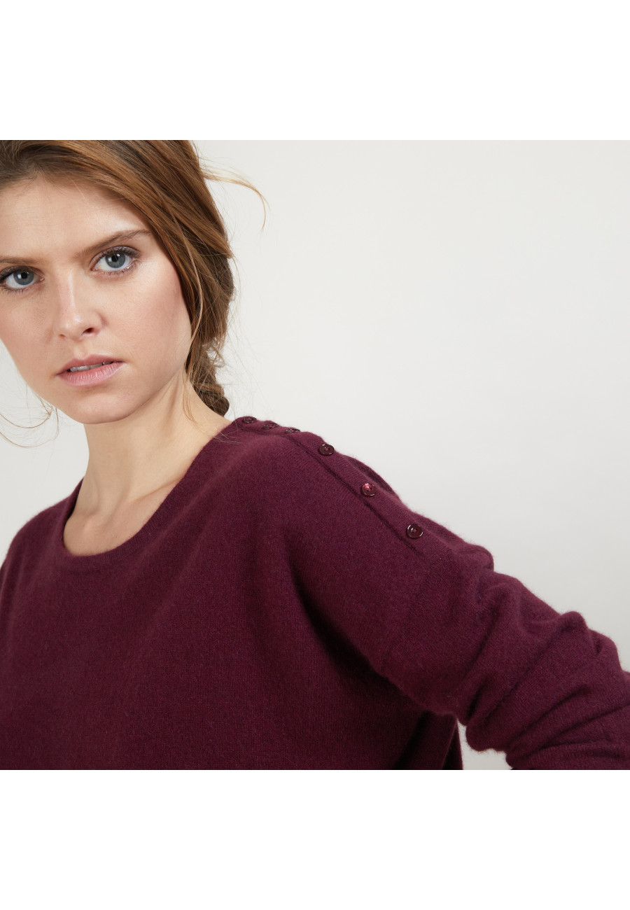 Cashmere wide shoulder buttons sweater - Brook