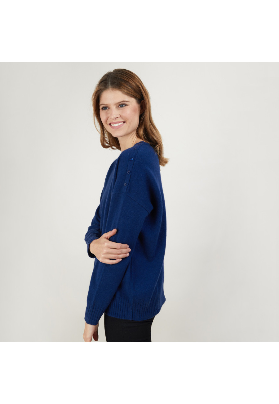 Pull ample en cachemire boutons épaule - Brook