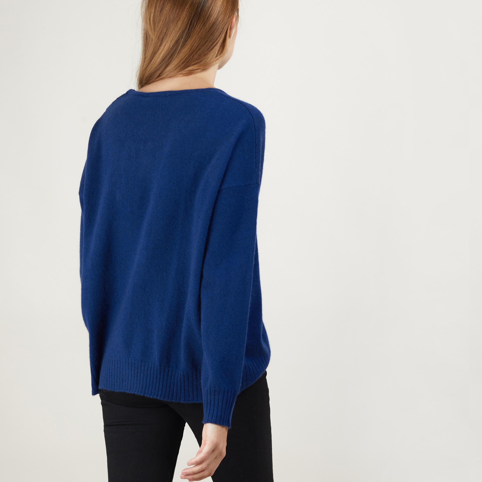 Pull ample en cachemire boutons épaule - Brook 7042 fregate - 03 Bleu foncé