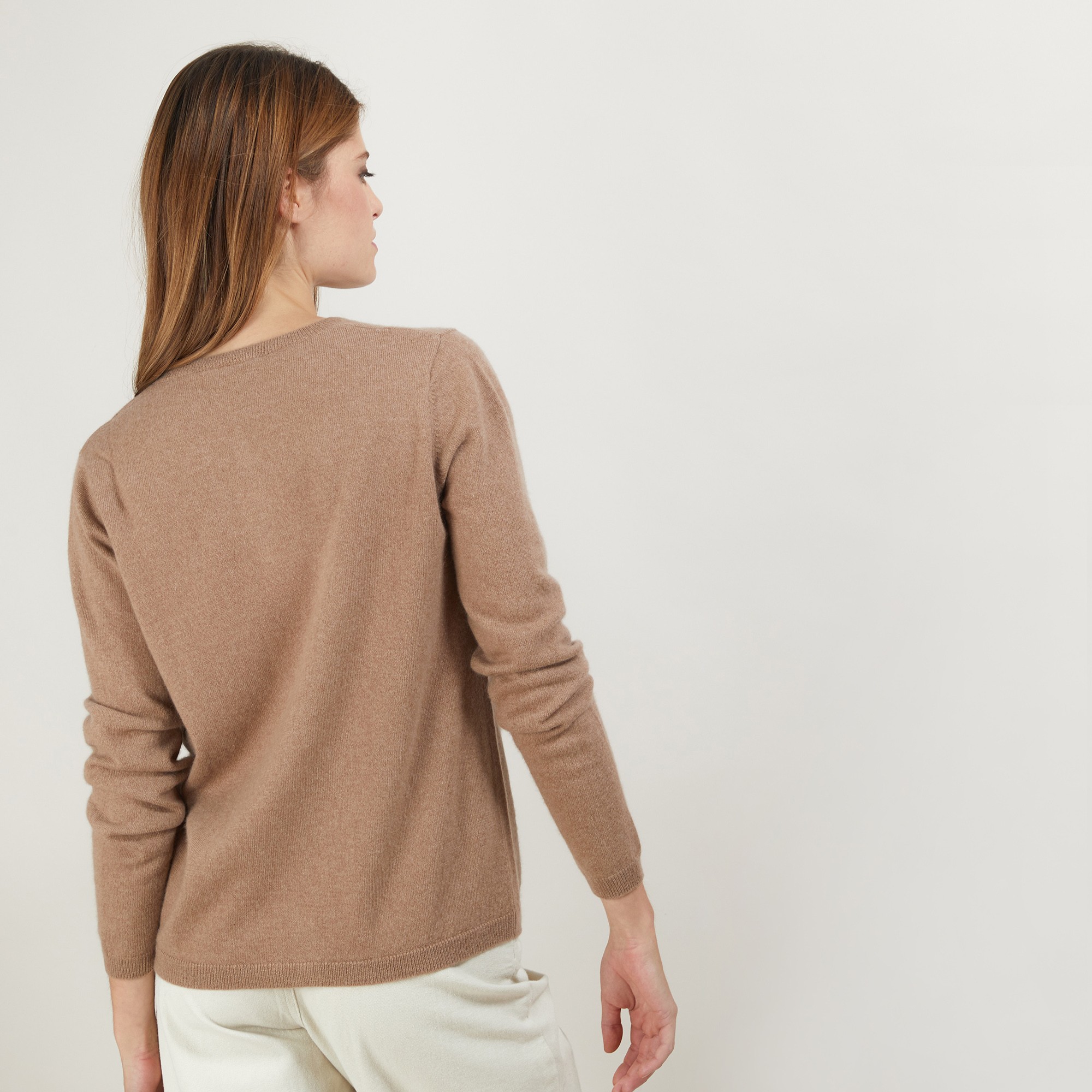 Cardigan col rond en cachemire - Balletto - 7030 desert - 46 Marron clair